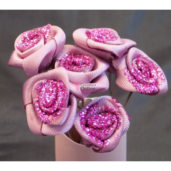 Ac metalic pentru par AC117 Argintiu cu trandafir fuchsia